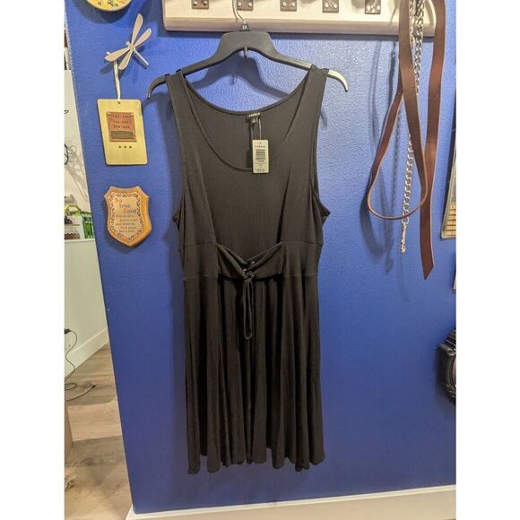 NWT Torrid Black Ribbed Lace Up Slater Dress NWT! - Picture 3 of 10